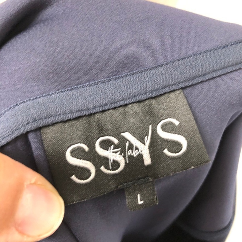 SSYS The Label Sleeveless Polo Dress Womens L Navy Blue Snap Collar Mini Sporty - Picture 4 of 6